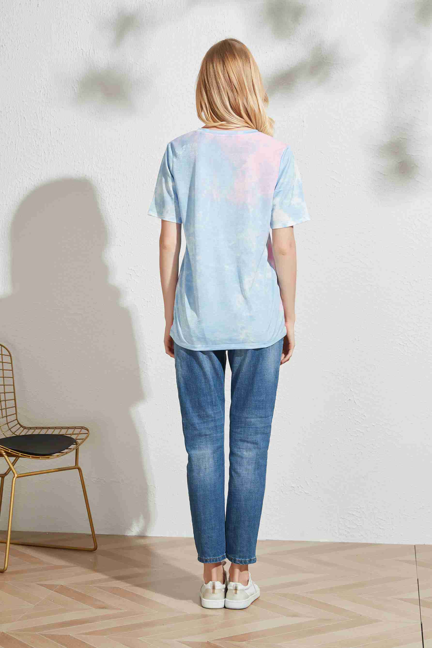 Women's all over tie dye shiny t-shirt