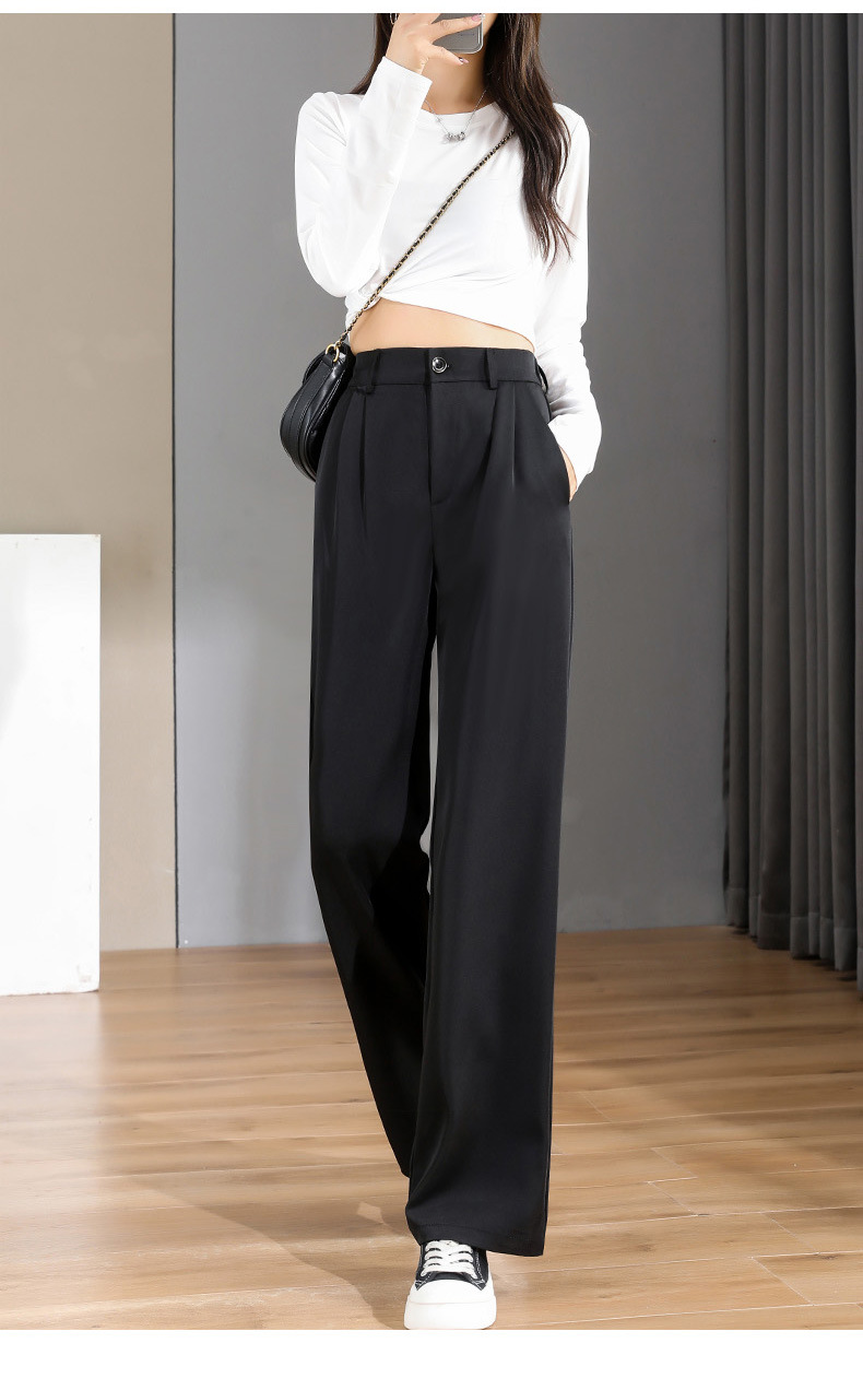 CCI Spring Autumn Women New High Waist Wide Leg Pants Vertical Casual Fashion Loose Straight Tube Floor Mopping Trousers YJ001P