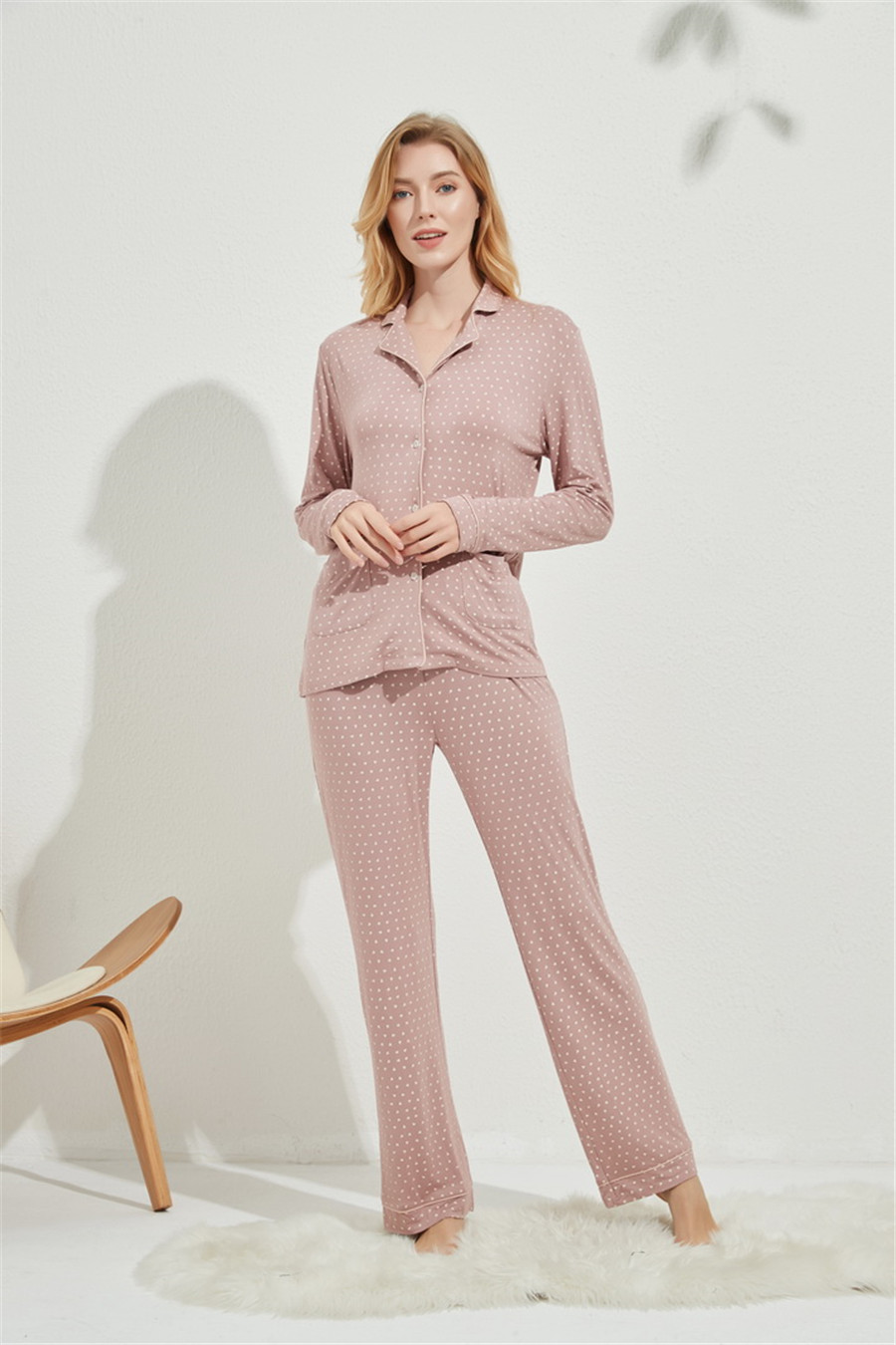 Womens Pajamas Long Sleeve Soft Loungewear 2 Piece Sleepwear Button-Down Pj Set 